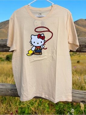 Hello Kitty Cowboy Graphic Tee - Cream and Red Accents